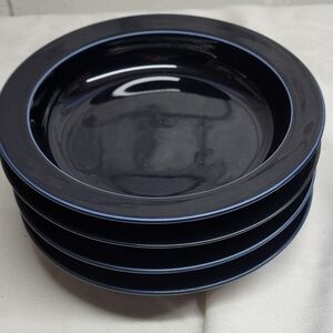 Set of 4 Dansk Bistro Cobalt Blue Rimmed Soup Bowls